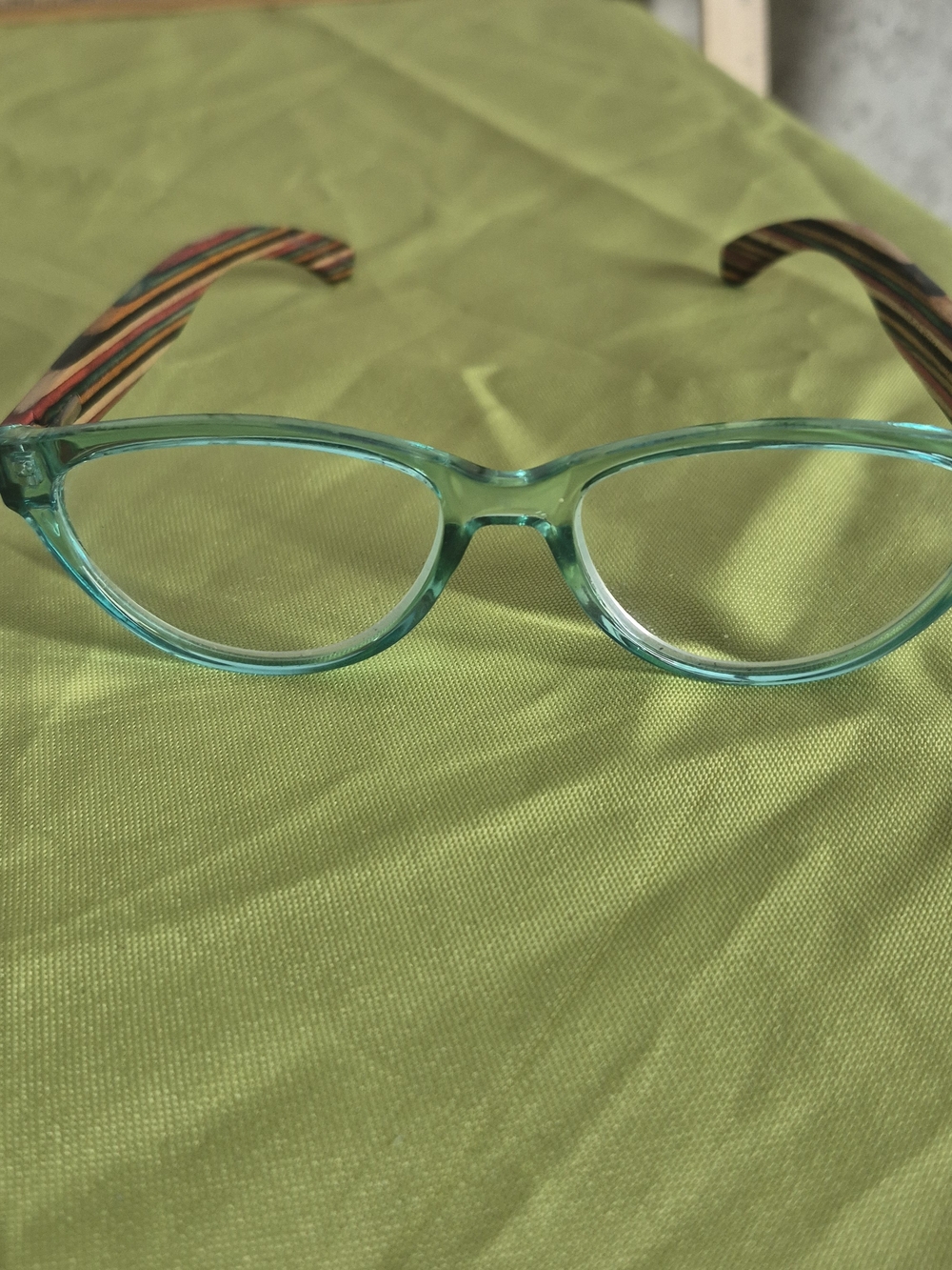 Aqua Cat-Eye Reading Glasses with Striped Temples